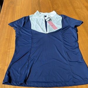 Hannah Childs show shirt in midnight. Size M. New with tags. Zip front.